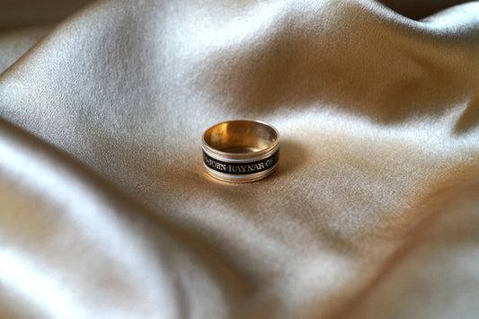 Georgian Mourning Enamel Ring Black and White