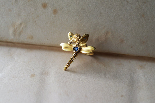 French Art Nouveau Lady Dragonfly Conversion Ring