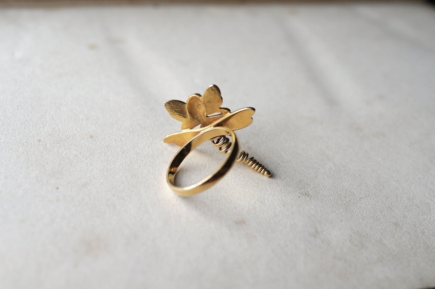 French Art Nouveau Lady Dragonfly Conversion Ring