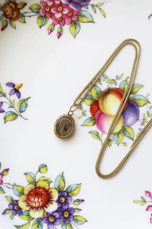 Victorian Tiny Horseshoe Locket with Blue Enamel