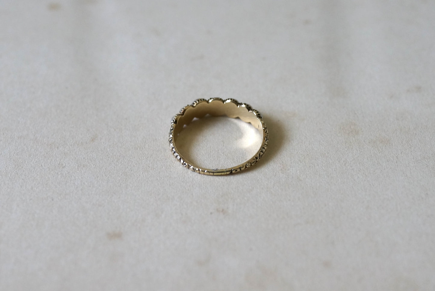 Georgian Pearl Half Hoop Ring with Chased Details