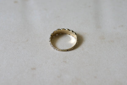 Georgian Pearl Half Hoop Ring with Chased Details