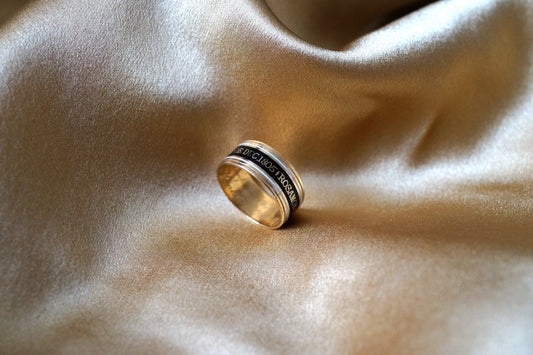 Georgian Mourning Enamel Ring Black and White
