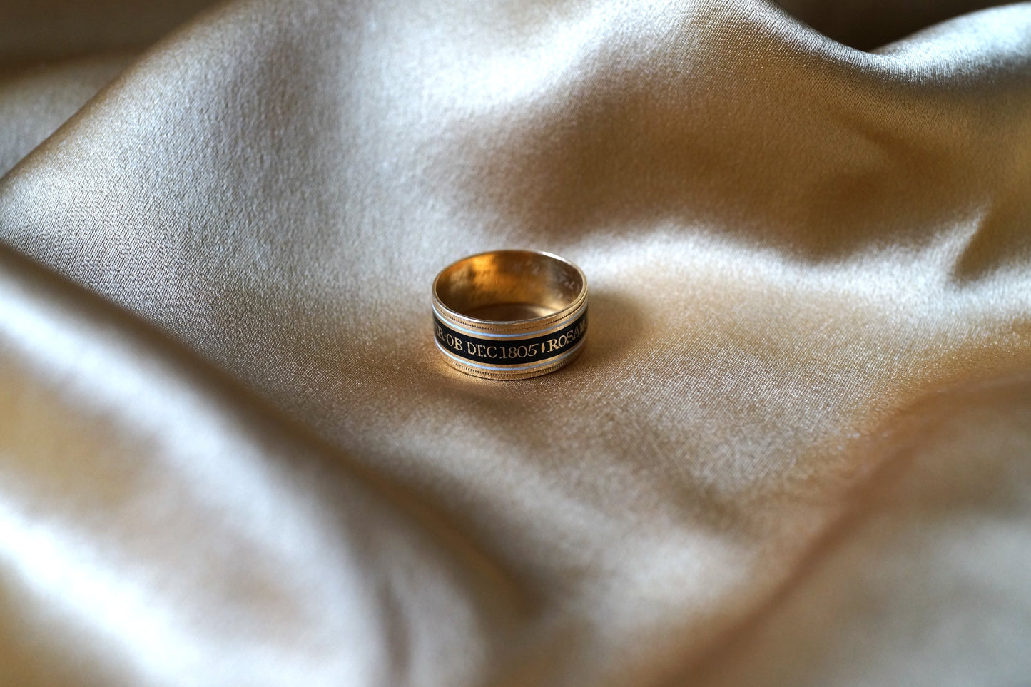 Georgian Mourning Enamel Ring Black and White
