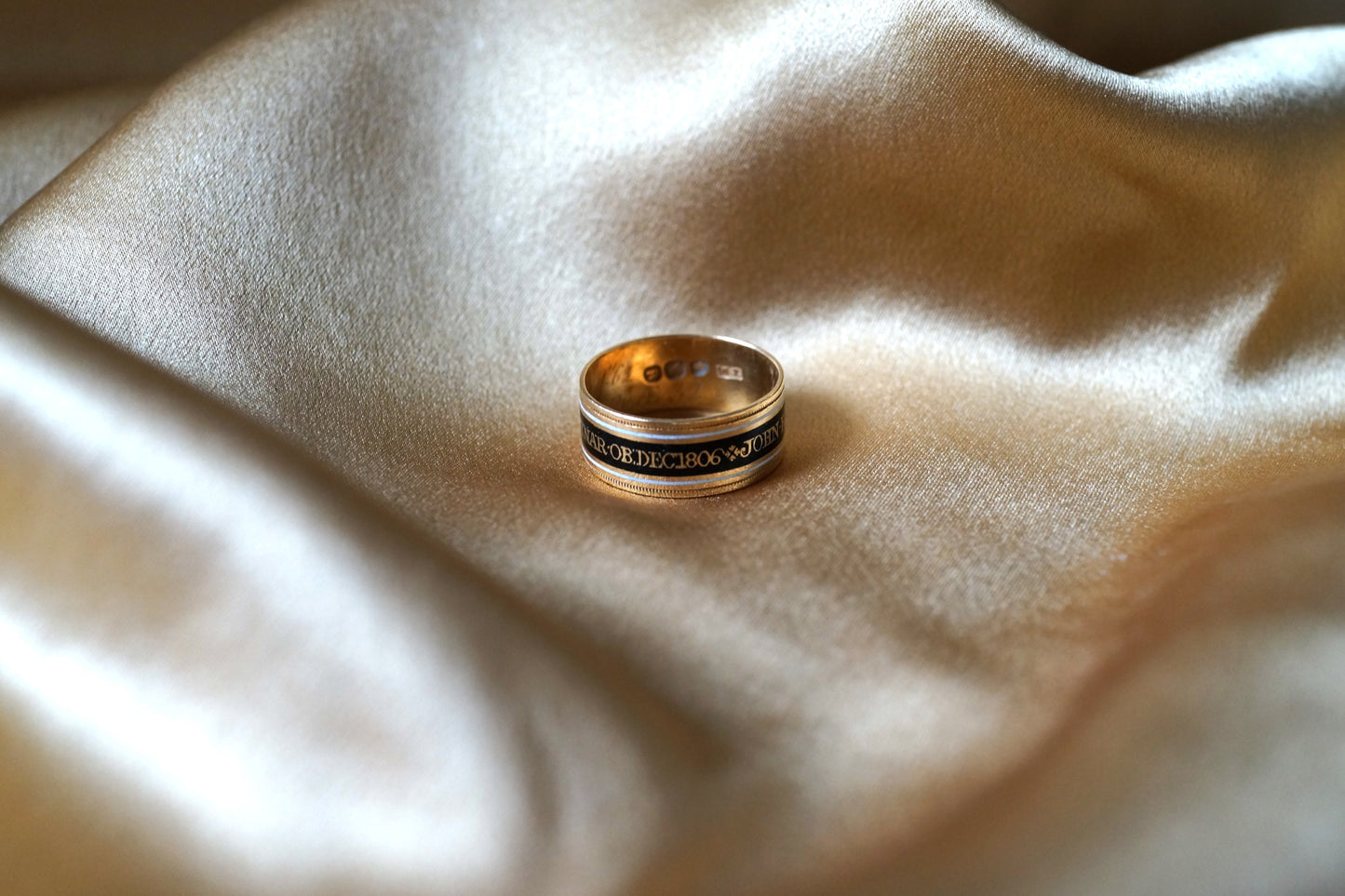 Georgian Mourning Enamel Ring Black and White