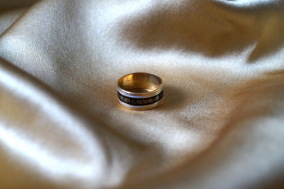 Georgian Mourning Enamel Ring Black and White