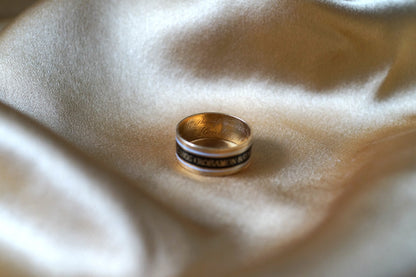 Georgian Mourning Enamel Ring Black and White
