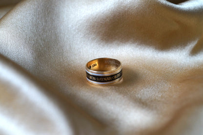 Georgian Mourning Enamel Ring Black and White