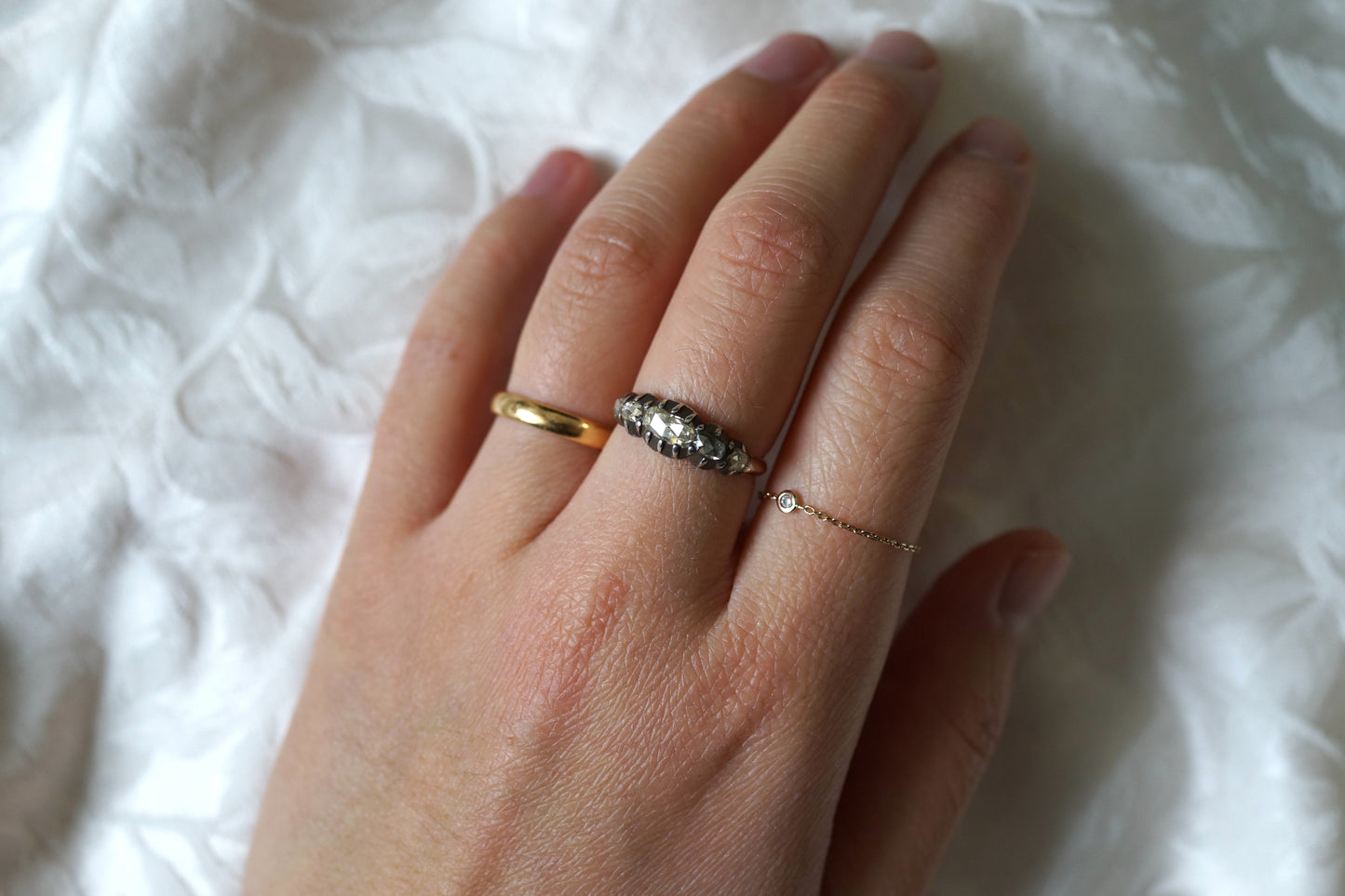 Georgian Rose Cut Diamond Half Hoop Five-stone Ring