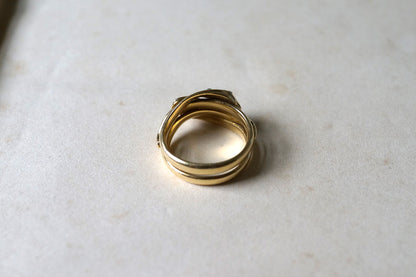Victorian Double Snake Ring with Ruby and Sapphire