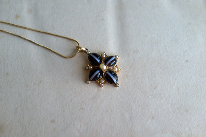 Victorian Banded Agate Maltese Cross Necklace