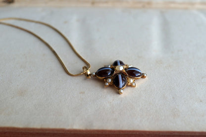 Victorian Banded Agate Maltese Cross Necklace
