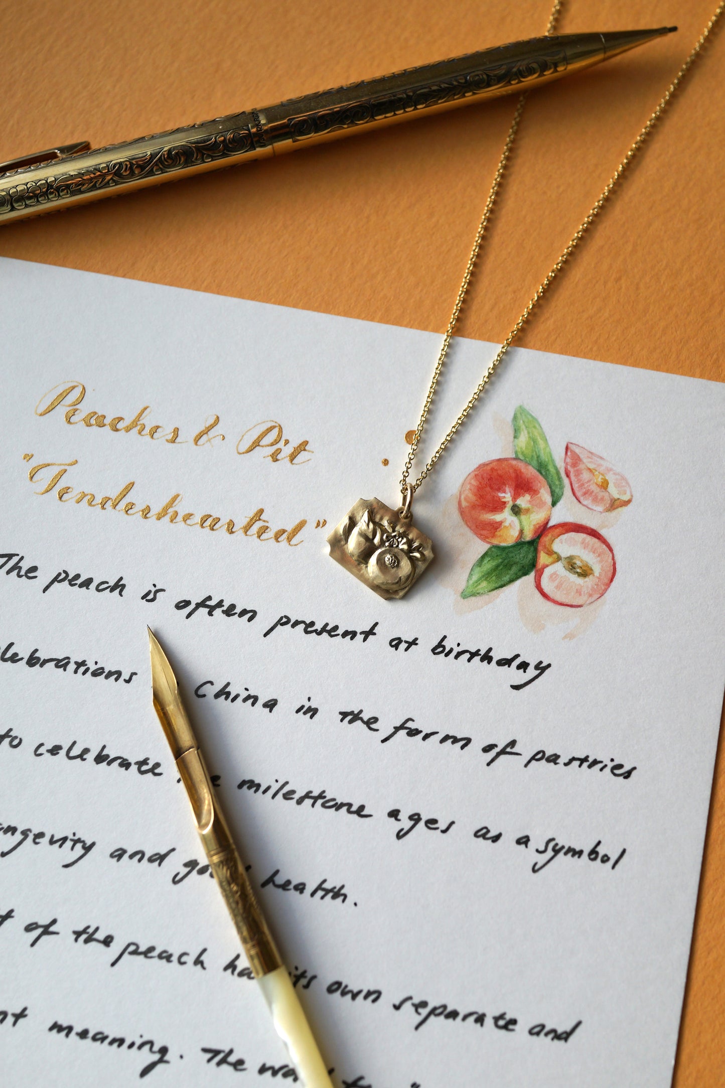 Relievo Necklace - Peaches and Pit “Tenderhearted”