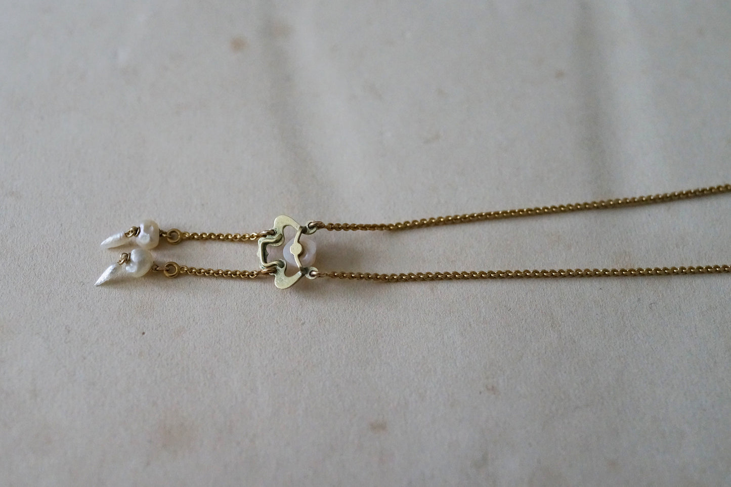 Art Nouveau Lavalier Negligée Necklace with Pearl and Enamel