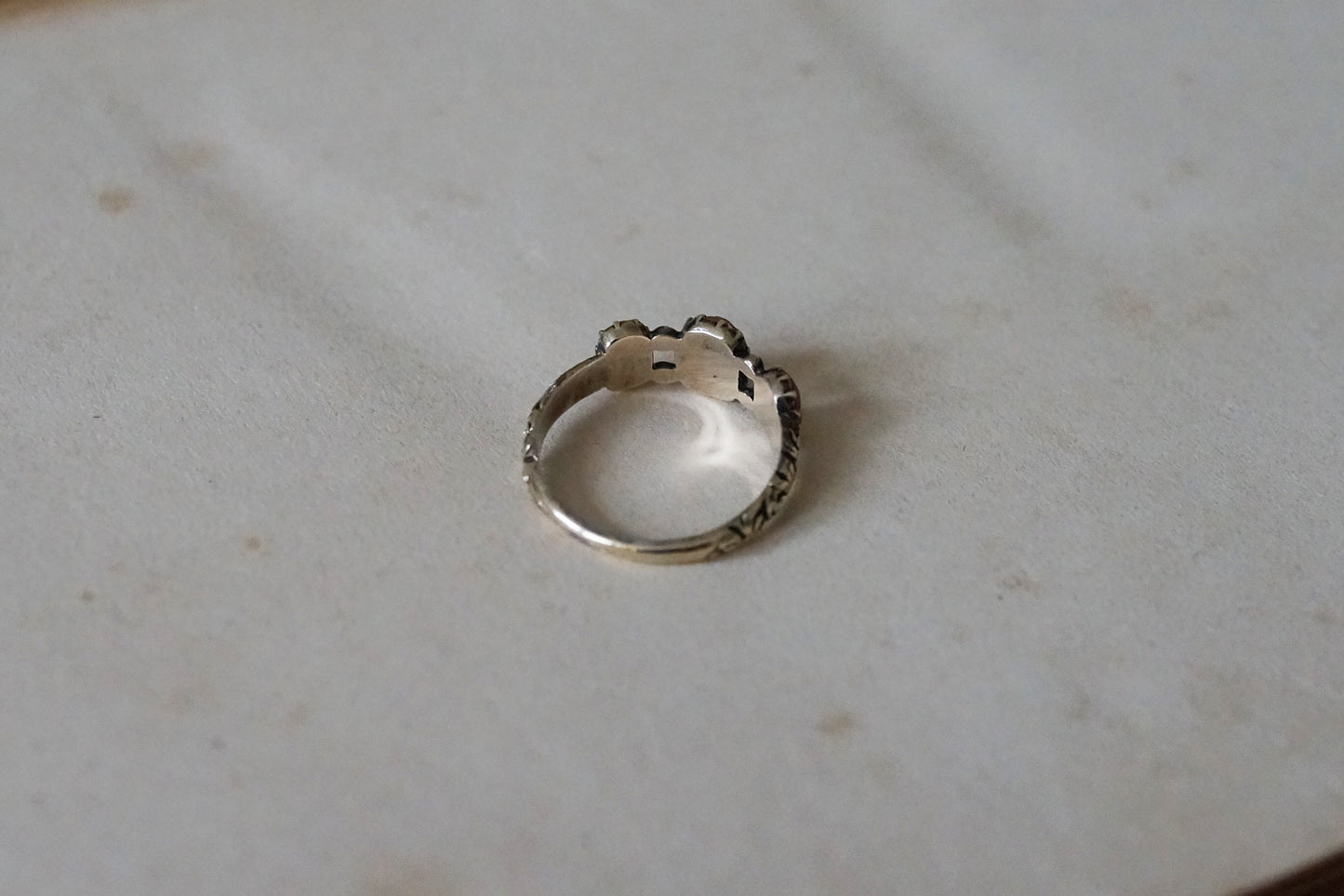 Georgian Carved Coral Pineapple Three-stone Ring