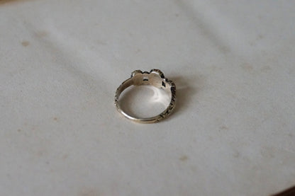 Georgian Carved Coral Pineapple Three-stone Ring