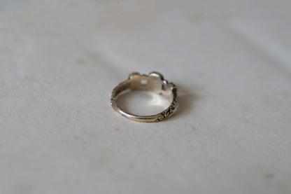 Georgian Carved Coral Pineapple Three-stone Ring