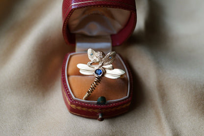 French Art Nouveau Lady Dragonfly Conversion Ring