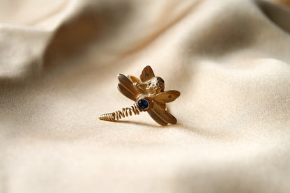 French Art Nouveau Lady Dragonfly Conversion Ring