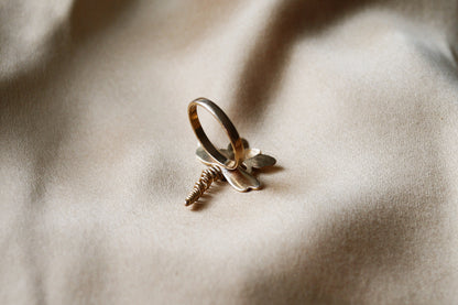 French Art Nouveau Lady Dragonfly Conversion Ring