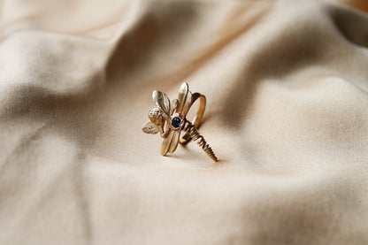 French Art Nouveau Lady Dragonfly Conversion Ring