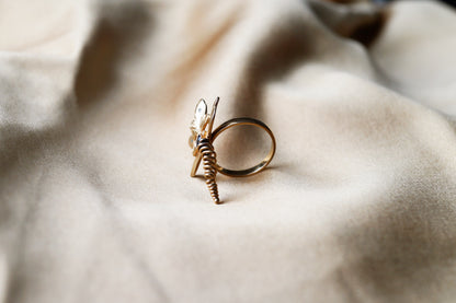 French Art Nouveau Lady Dragonfly Conversion Ring