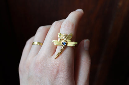 French Art Nouveau Lady Dragonfly Conversion Ring