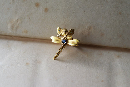 French Art Nouveau Lady Dragonfly Conversion Ring