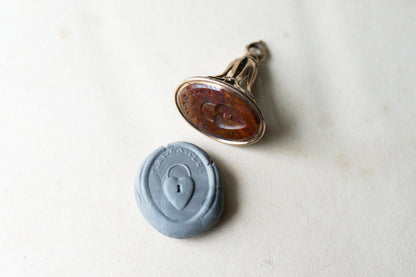 Georgian Heart Padlock Jasper Wax Seal — "I have the key"