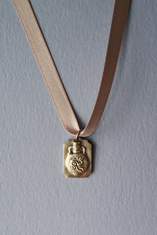 handmade gold pendant wax carved cloud vase