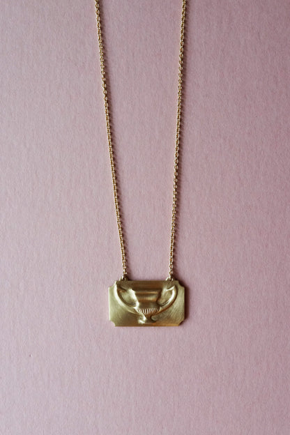 Handmade wax carved gold pendant antique vase necklace