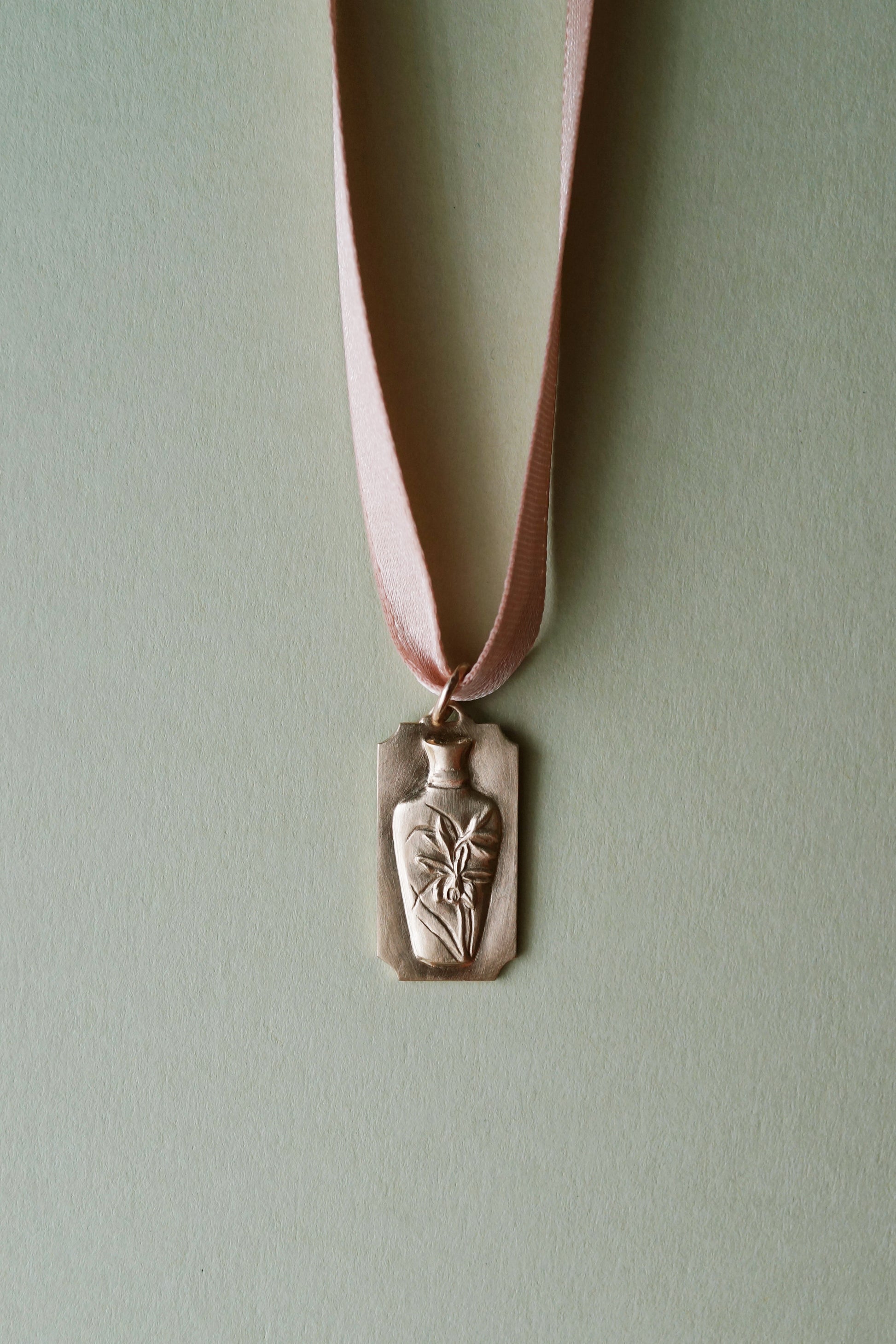 handmade gold pendant fine jewelry orchid vase