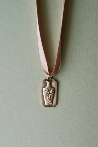 handmade gold pendant fine jewelry orchid vase